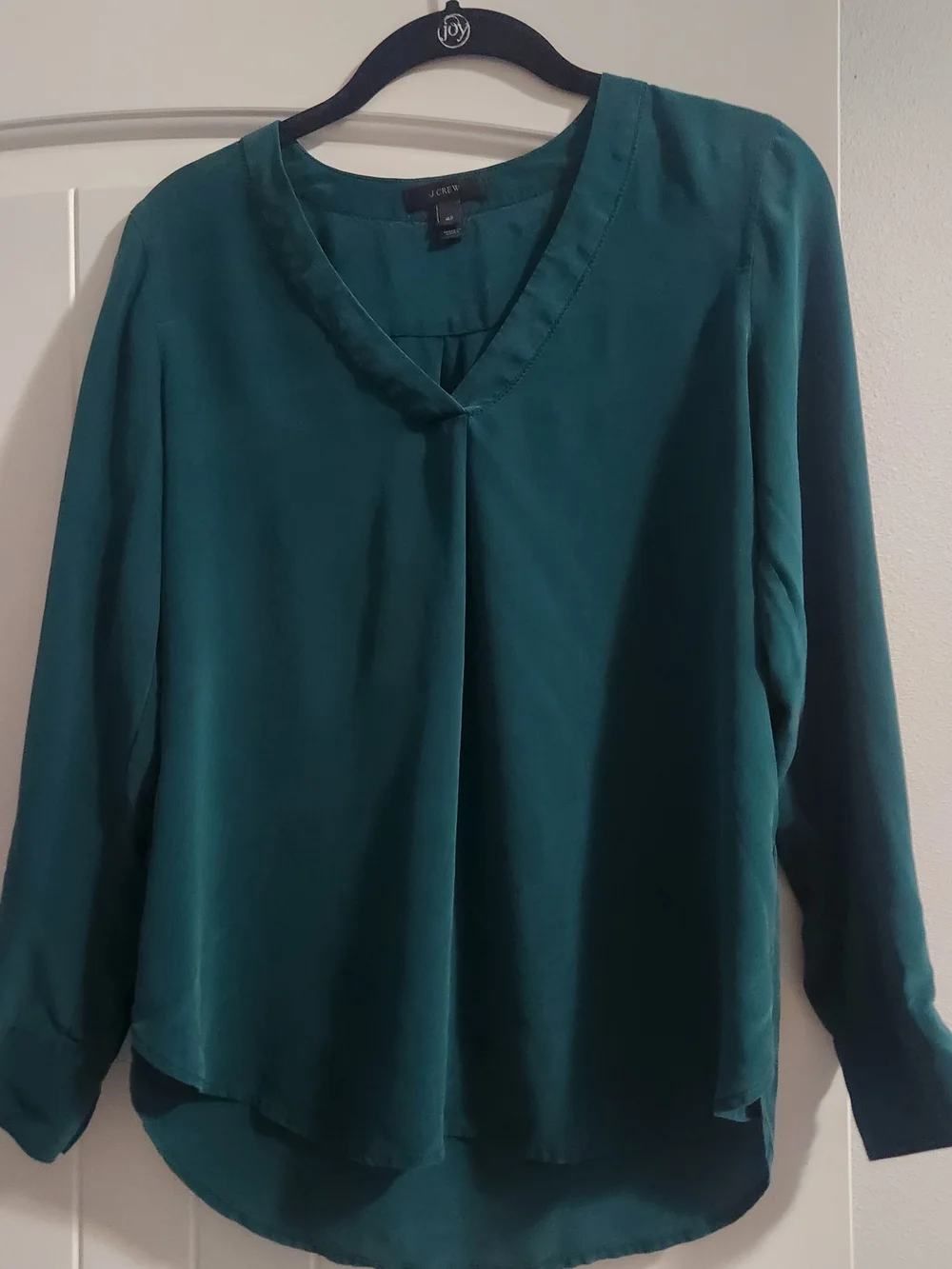 J. Crew Deep Teal V-Neck Long Sleeve Blouse